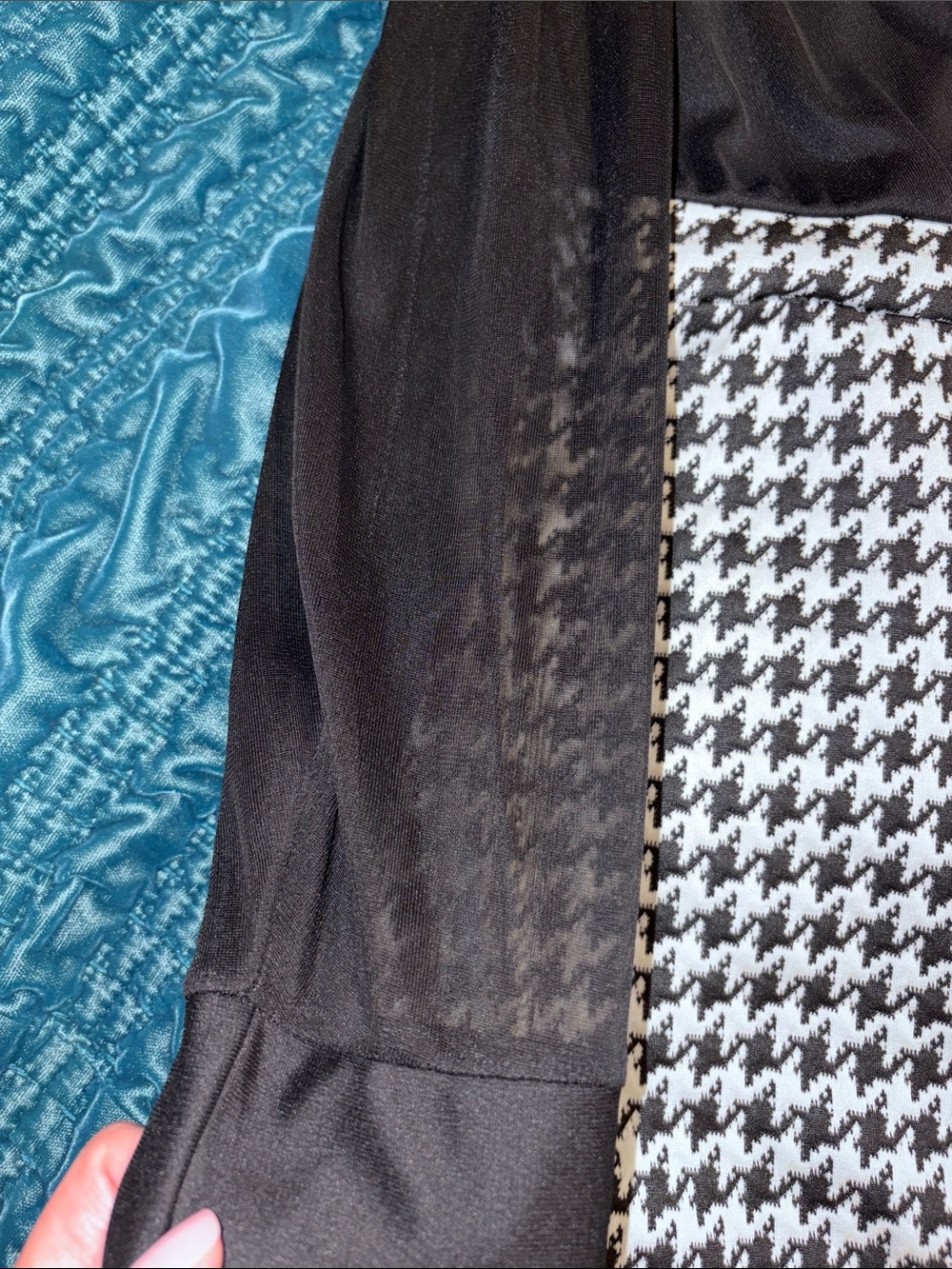 Stella & Jane Black Long-Sleeve Wrap Dress with Houndstooth Skirt - Picture 5 of 5